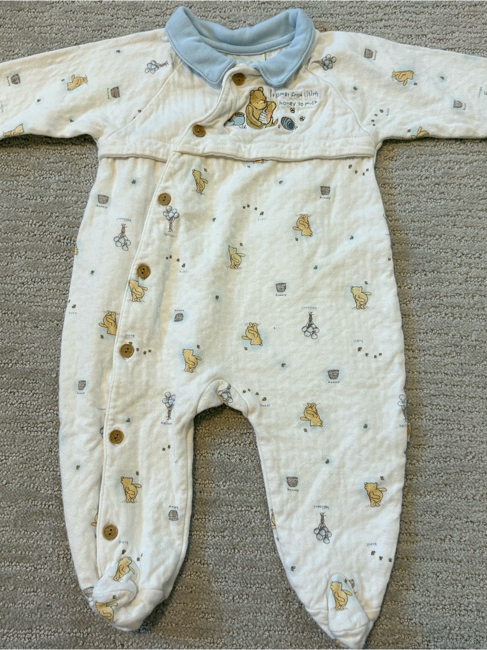 Classic Pooh Cream & Blue Footed One-Piece